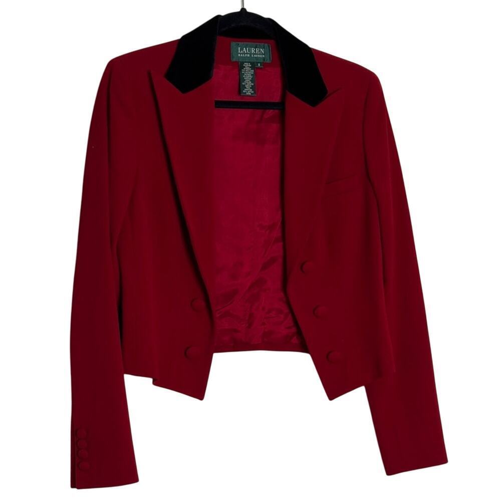 Lauren Ralph Lauren Wool Cropped Equestrian Riding Jacket Red Size 8